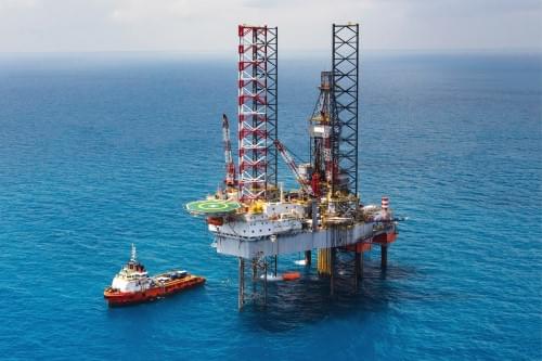 Oil and Gas platform with ship