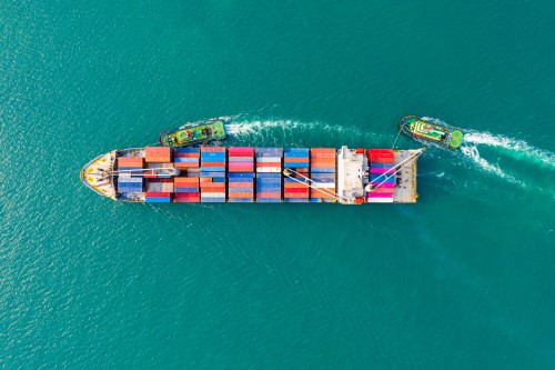 Container ship from above